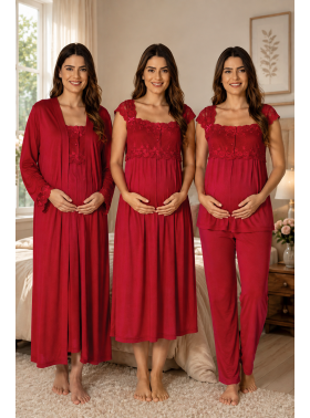 Effortt 2305 Vişne Kısa Kol Lohusa Set